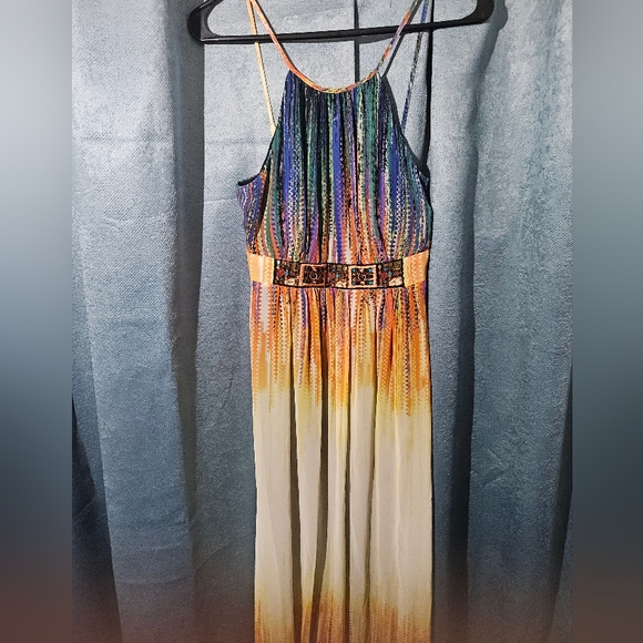 I.N. STUDIO Orange Sleeveless Halter Maxi Dress - Size 6 - EUC - Picture 4 of 9